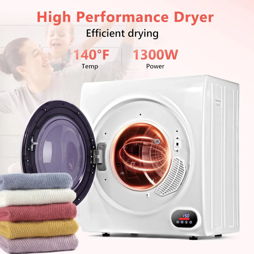 Sèche-linge compact, 3,5 pieds cubes, chargement frontal, acier inoxydable, avec tuyau d'évacuation, 1500 watts, panneau de commande LCD, sèche-linge portable à quatre fonctions