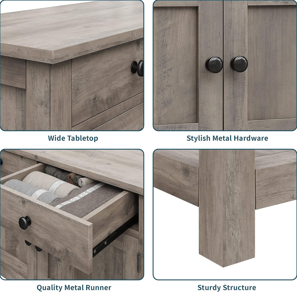 Table console de style ferme, bar à café, table d'entrée avec support de rangement, table de canapé, buffet