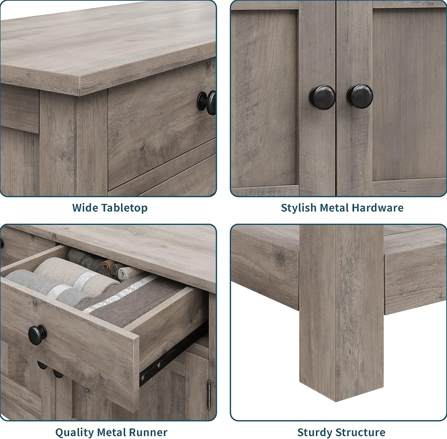 Table console de style ferme, bar à café, table d'entrée avec support de rangement, table de canapé, buffet