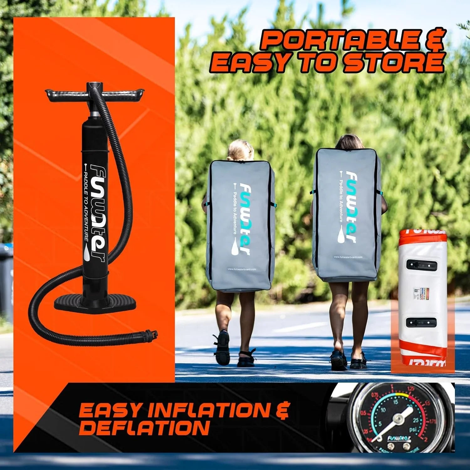 FunWater Stand Up Paddle Board Planche de paddle gonflable ultralégère avec accessoires SUP