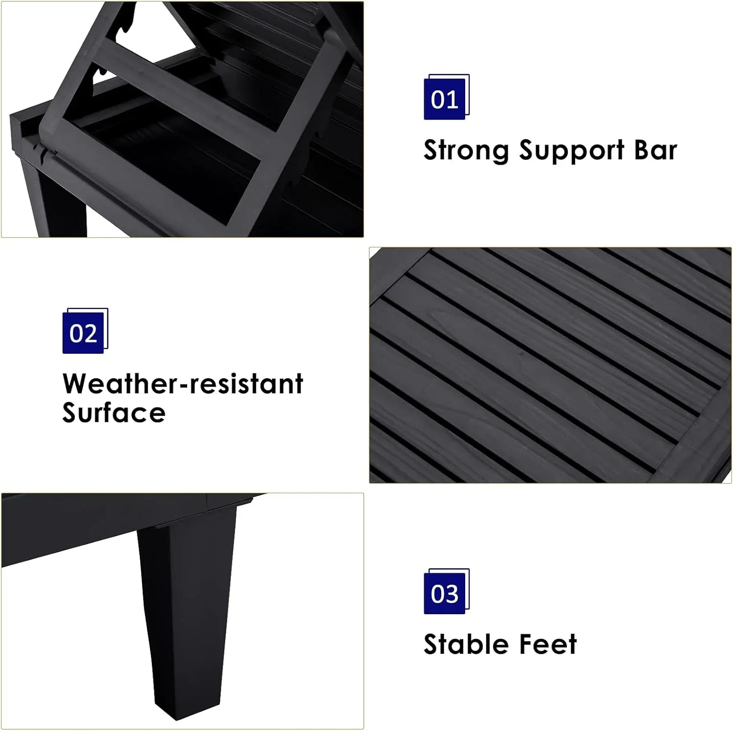 Chaise longue d'extérieur légère avec dossier réglable et 5 positions d'inclinaison