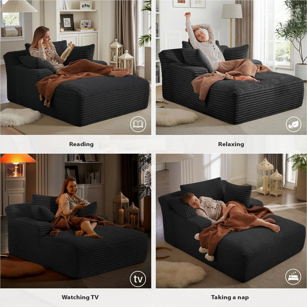 Fauteuil inclinable d'intérieur de 50 pouces, canapé-lit surdimensionné en velours côtelé, fauteuil de lecture à couchage profond, canapé nuage, canapé de salon