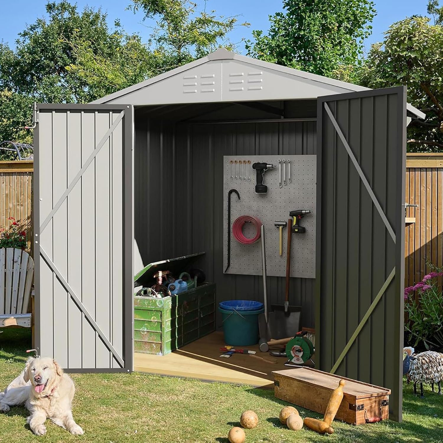 Abri de jardin extérieur Devoko 5 x 3 pi verrouillable en métal