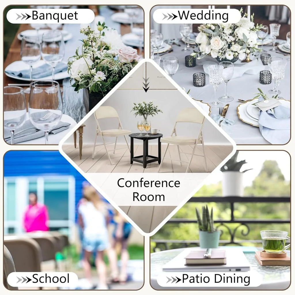 DUMOS Lot de 2 chaises pliantes rembourrées en cuir, siège commercial empilable portable pour intérieur et extérieur