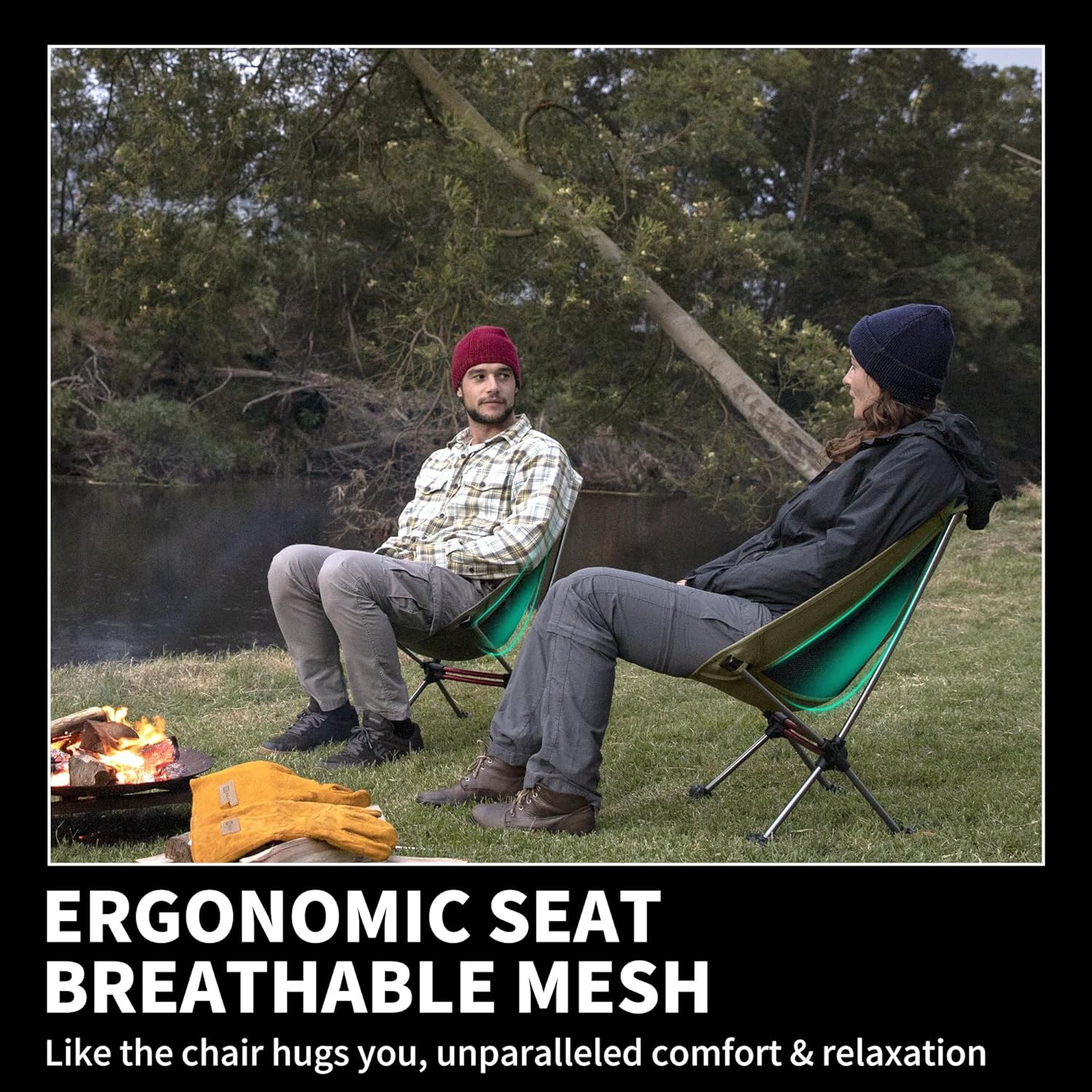 Chaise de camping ultralégère 2,12 lb Chaise de randonnée portable Chaise de randonnée pliante