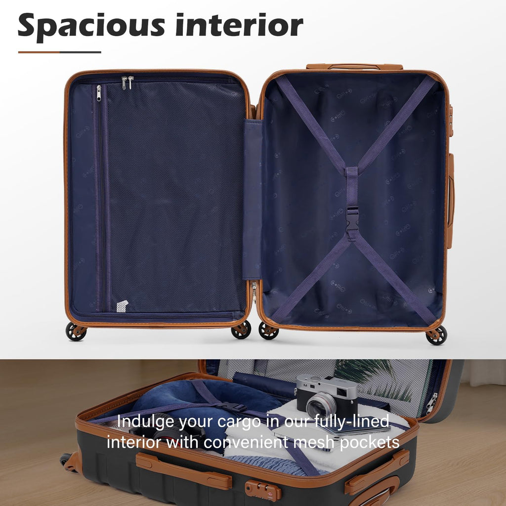 Ensemble de 3 valises rigides à roulettes légères avec serrure TSA