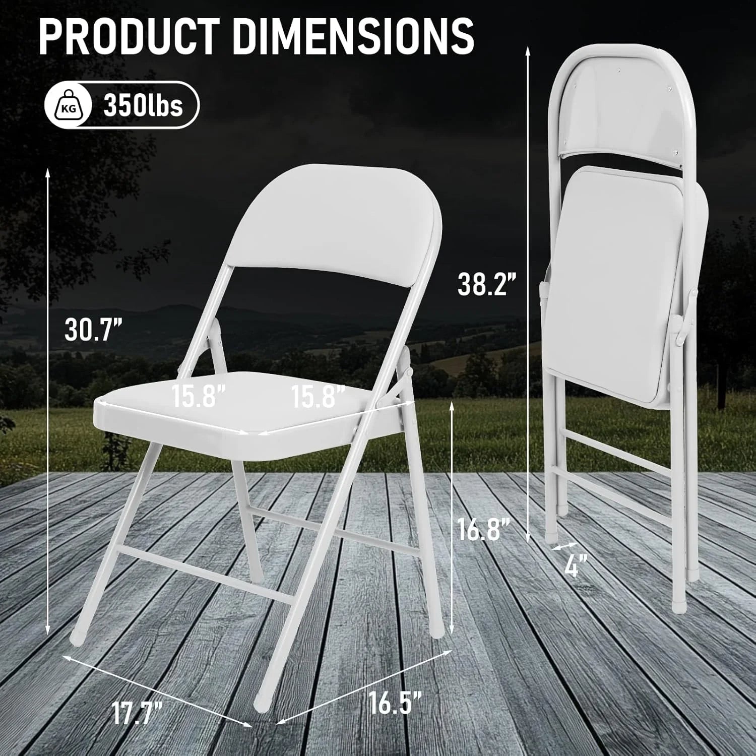 Lot de 6 chaises pliantes noires avec chaises en cuir pour événements intérieurs et extérieurs, chaises rembourrées pour bureau, mariage, fête