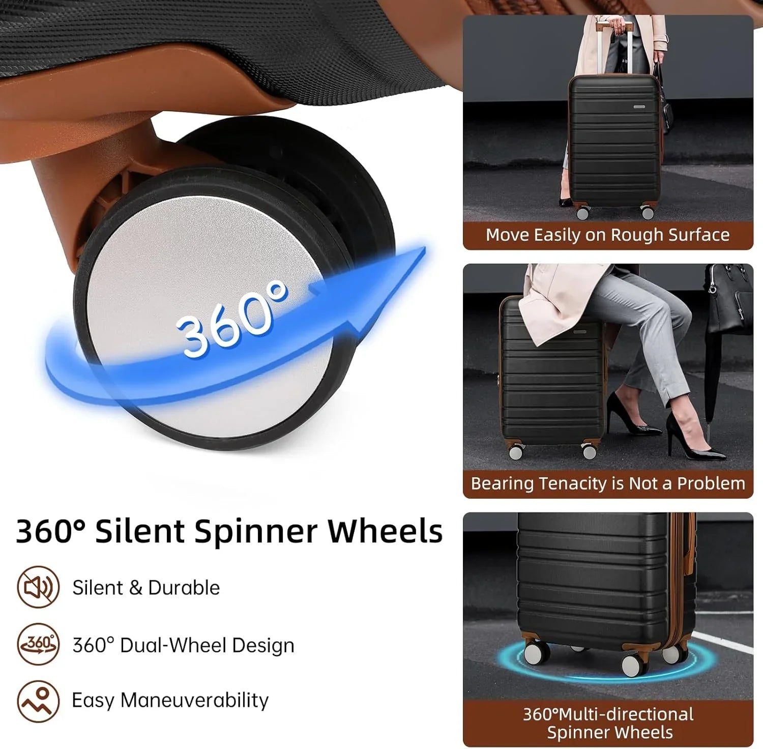 Ensemble de bagages 6 pièces, ensemble de valises rigides extensibles avec roulettes pivotantes, ensemble de bagages à roulettes légers