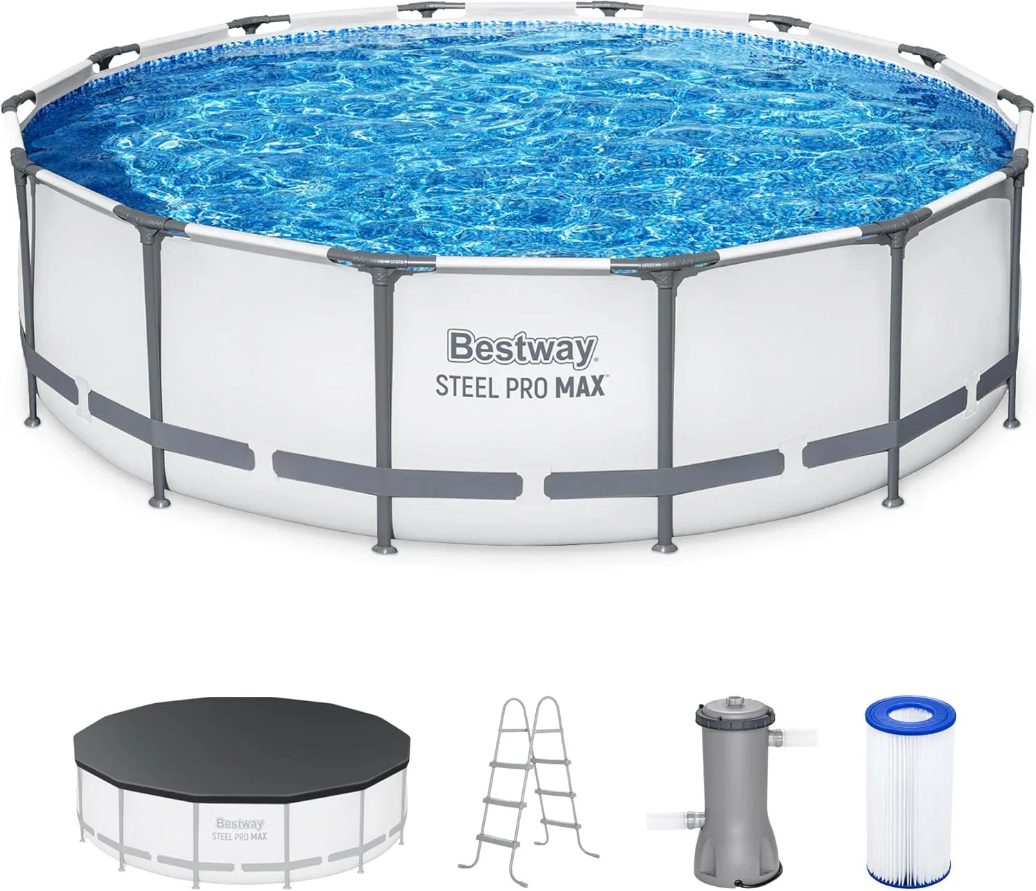 Kit de piscine hors sol extérieure à cadre métallique rond Steel Pro MAX 10' x 30'