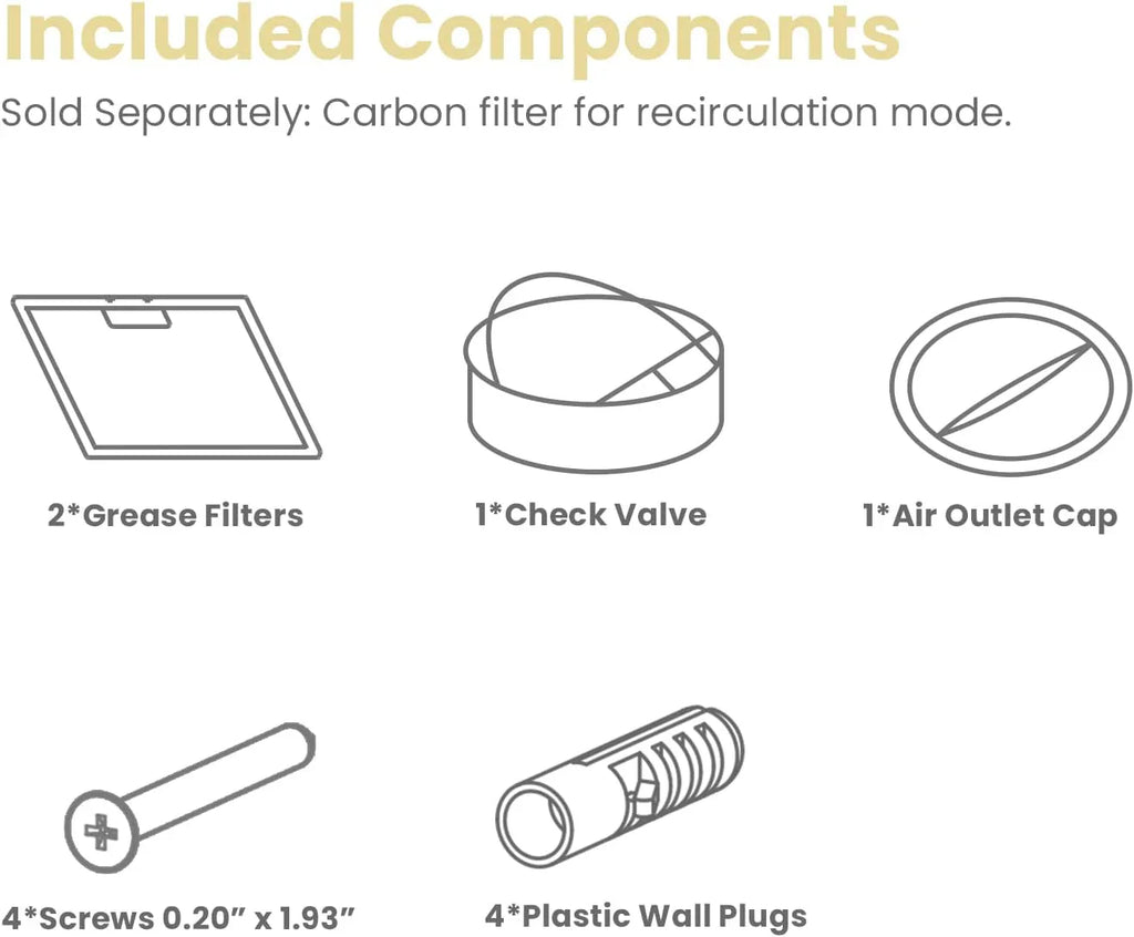 Filtre de cuisine réutilisable en acier inoxydable durable Comfee 30 po pour conduit/sans conduit sous armoire