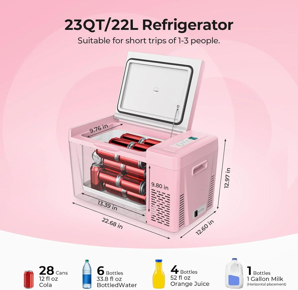 Réfrigérateur BougeRV 12 V pour voiture, congélateur portable de 23 litres, compresseur, 12/24 V CC, 110-240 V CA