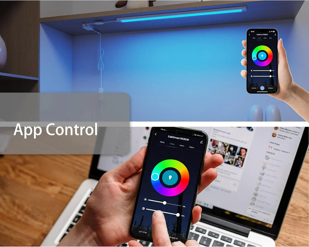 Bande lumineuse intelligente sous meuble, blanche et à intensité variable