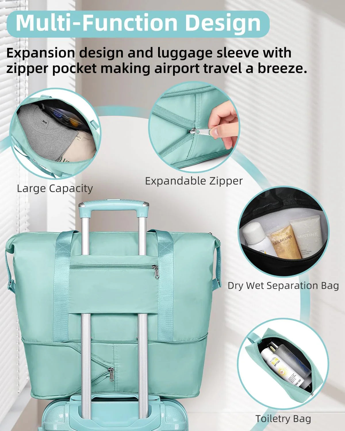 Ensemble de bagages 6 pièces, ensemble de valises rigides extensibles avec roulettes pivotantes, ensemble de bagages à roulettes légers