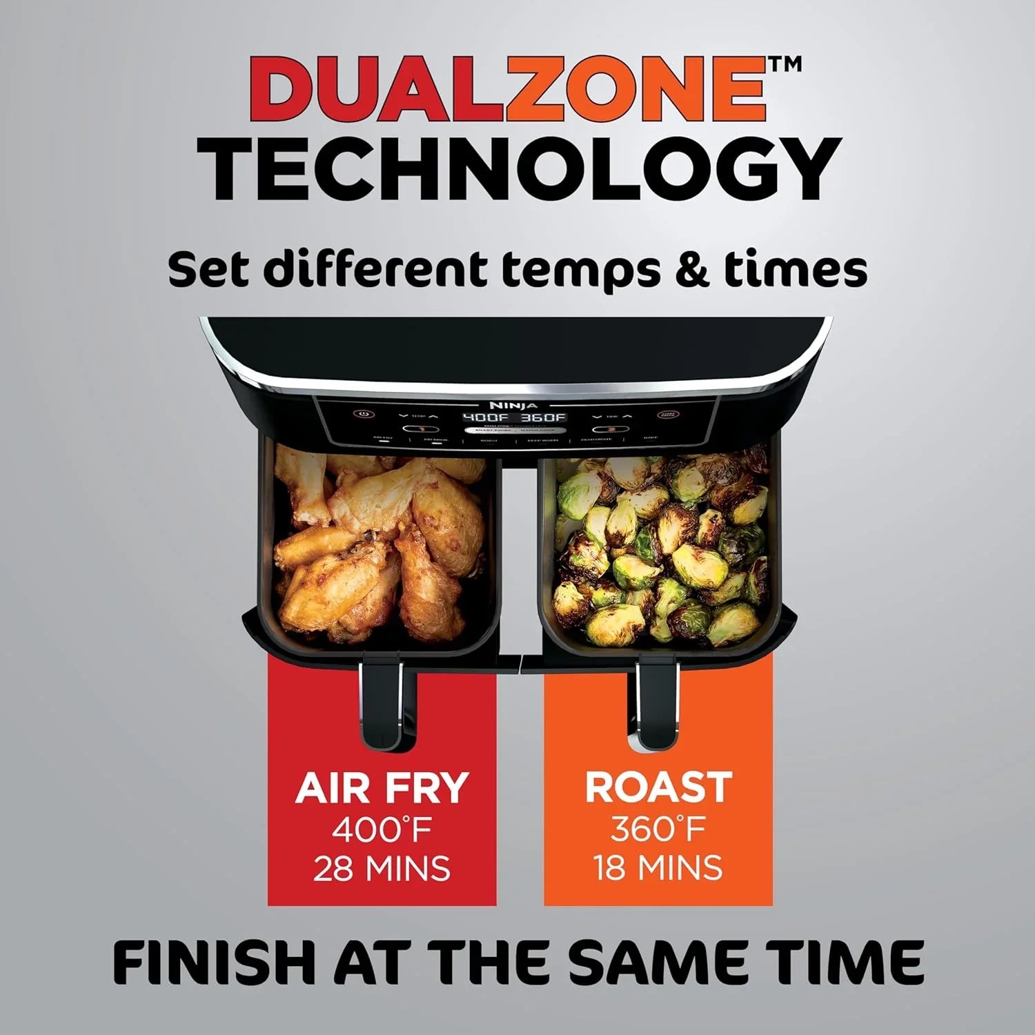 Friteuse à air 6 en 1 Ninja Foodi avec MegaZone de 7 pintes et séparateur de panier