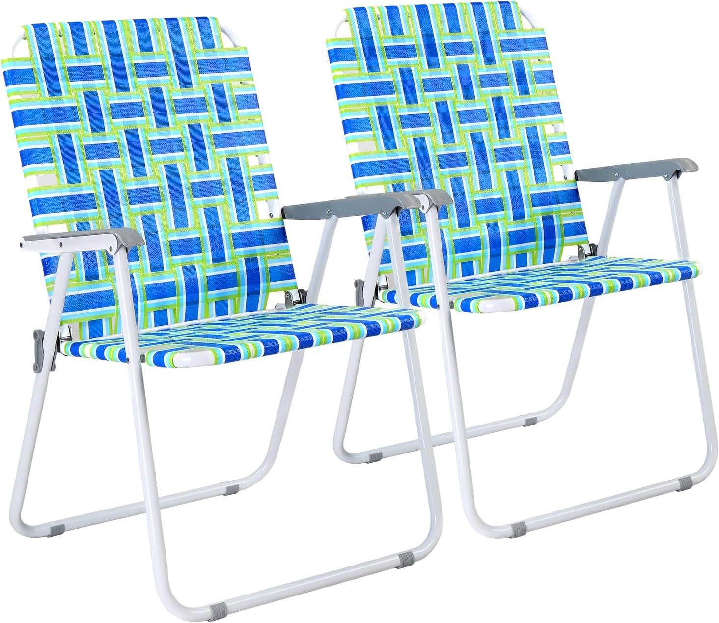 Lot de 2 chaises pliantes en toile pour patio VINGLI, chaise de plage portable pour extérieur, chaise de camping