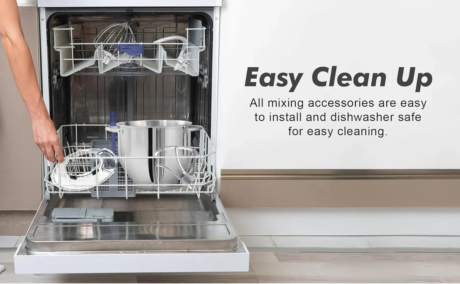 Batteur sur socle Aucma, 6,5 pintes, 660 W, 6 vitesses, tête inclinable, batteur électrique de cuisine avec crochet pétrisseur