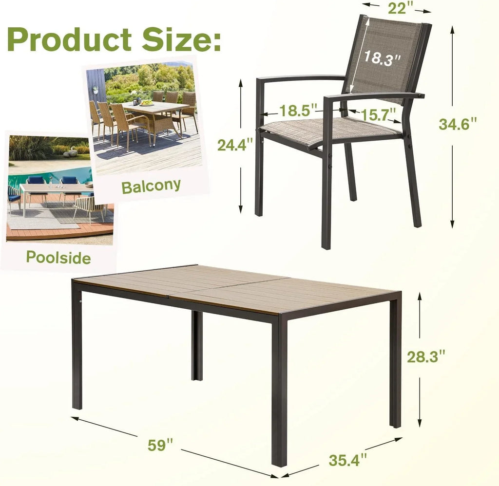 Ensemble de salle à manger de patio Homall 7 pièces, mobilier d'extérieur