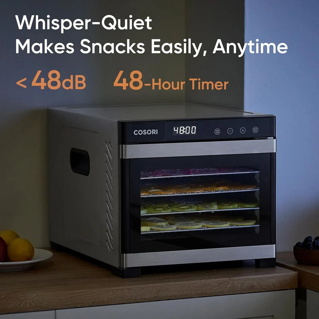 Déshydrateur alimentaire COSORI, plus grand que 7 plateaux avec un grand espace de séchage de 6,5 pouces, puissance de 600 W, gain de temps supérieur à 480 W, déshydrateur à 74 °C