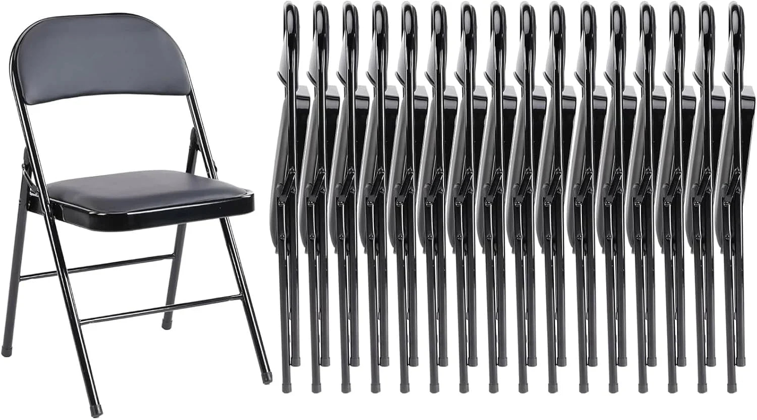 Lot de 12 chaises pliantes Sweetcrispy, rembourrées en cuir, robustes et pliables en métal.