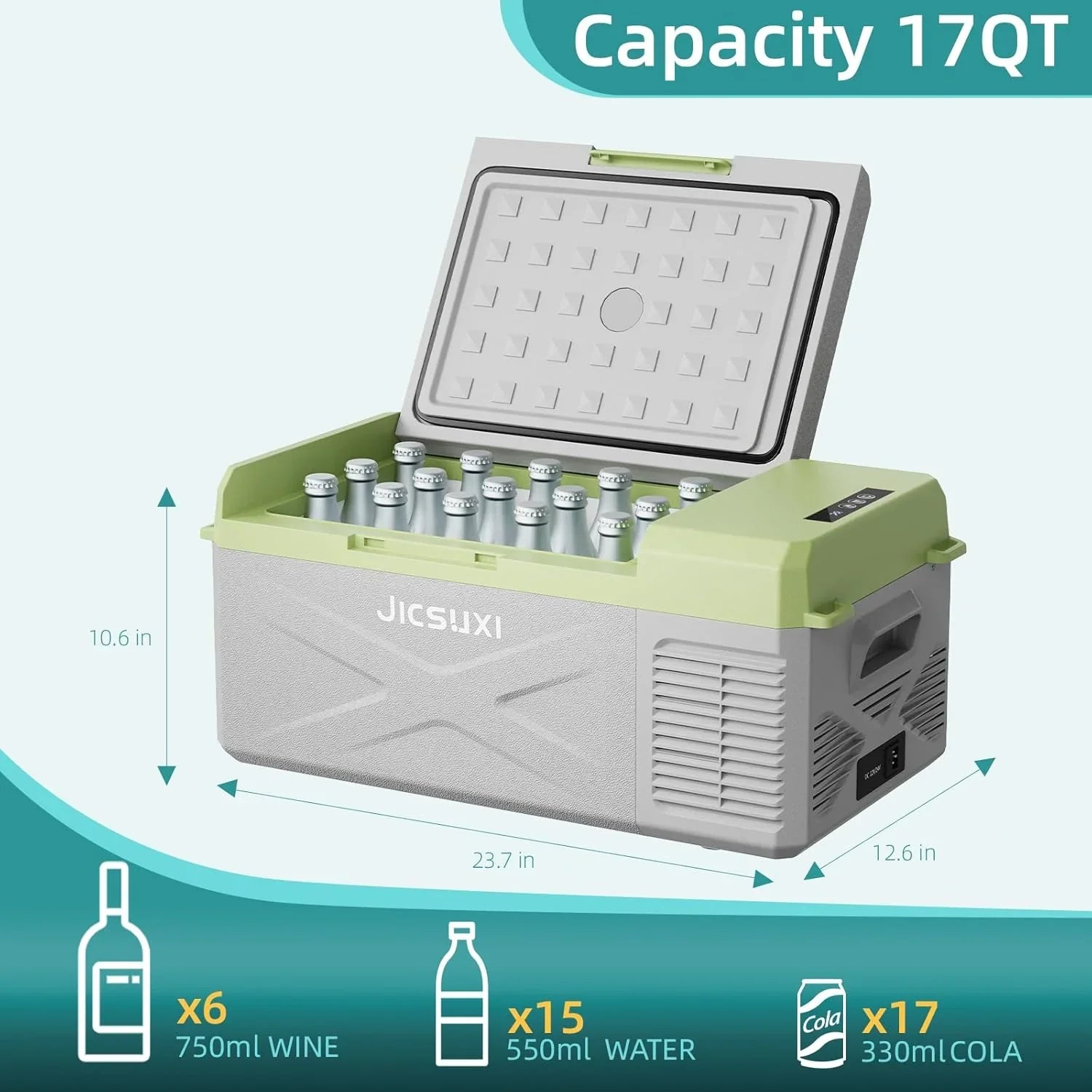 Réfrigérateur de voiture 12 V, glacière électrique portable à compresseur de 17 litres