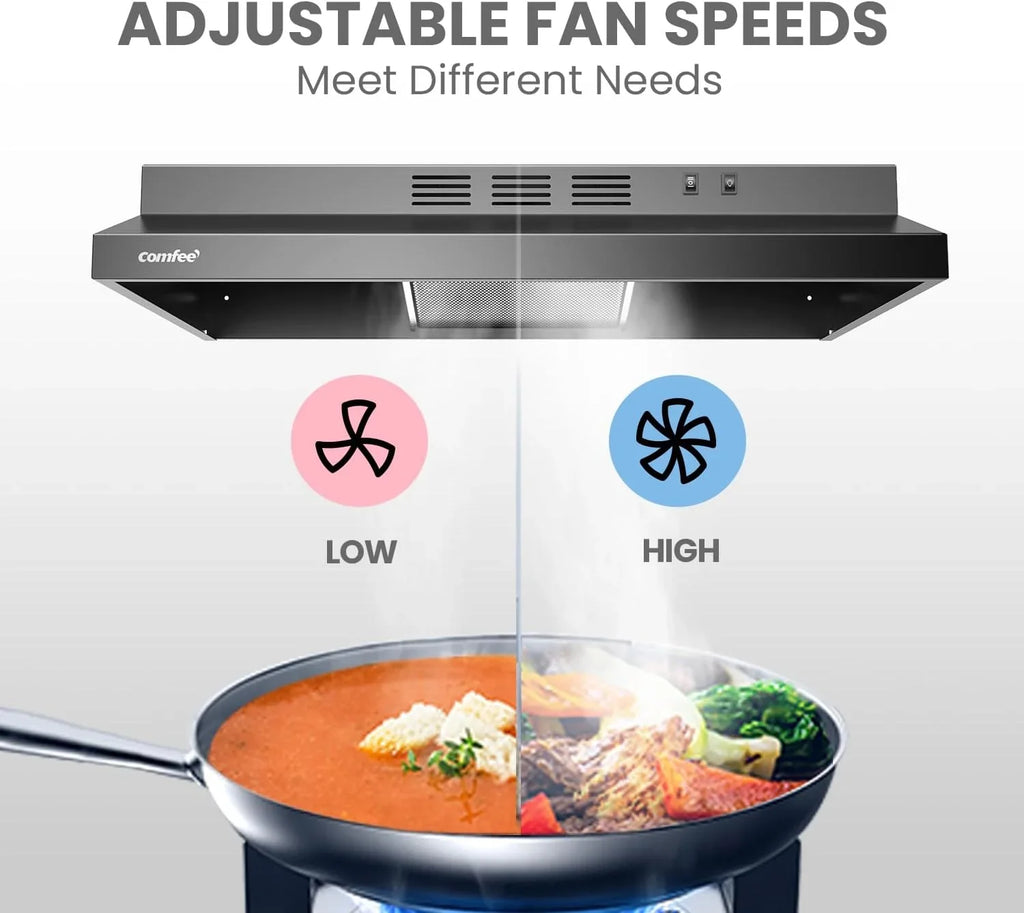 Filtre de cuisine réutilisable en acier inoxydable durable Comfee 30 po pour conduit/sans conduit sous armoire