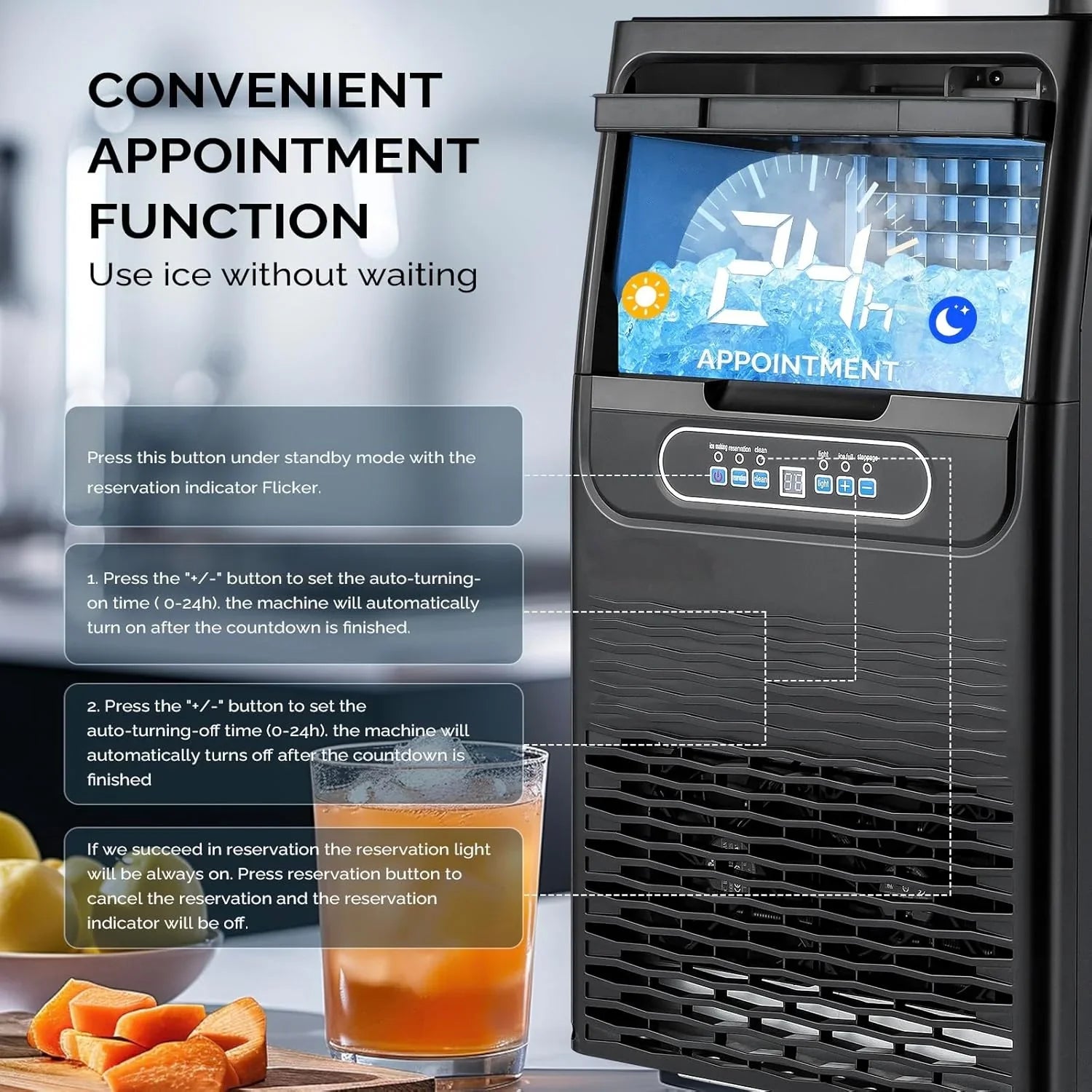 Machine à glaçons commerciale VINGLI avec stockage de 11 lb autonettoyante