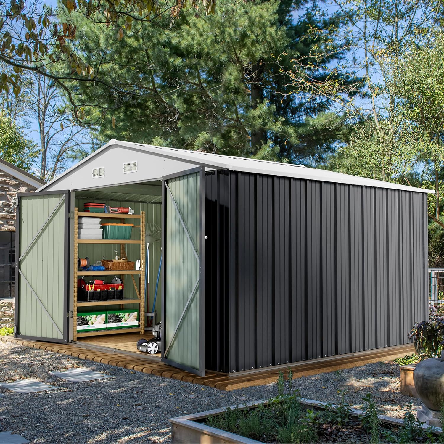 Abri de jardin extérieur Devoko 5 x 3 pi verrouillable en métal