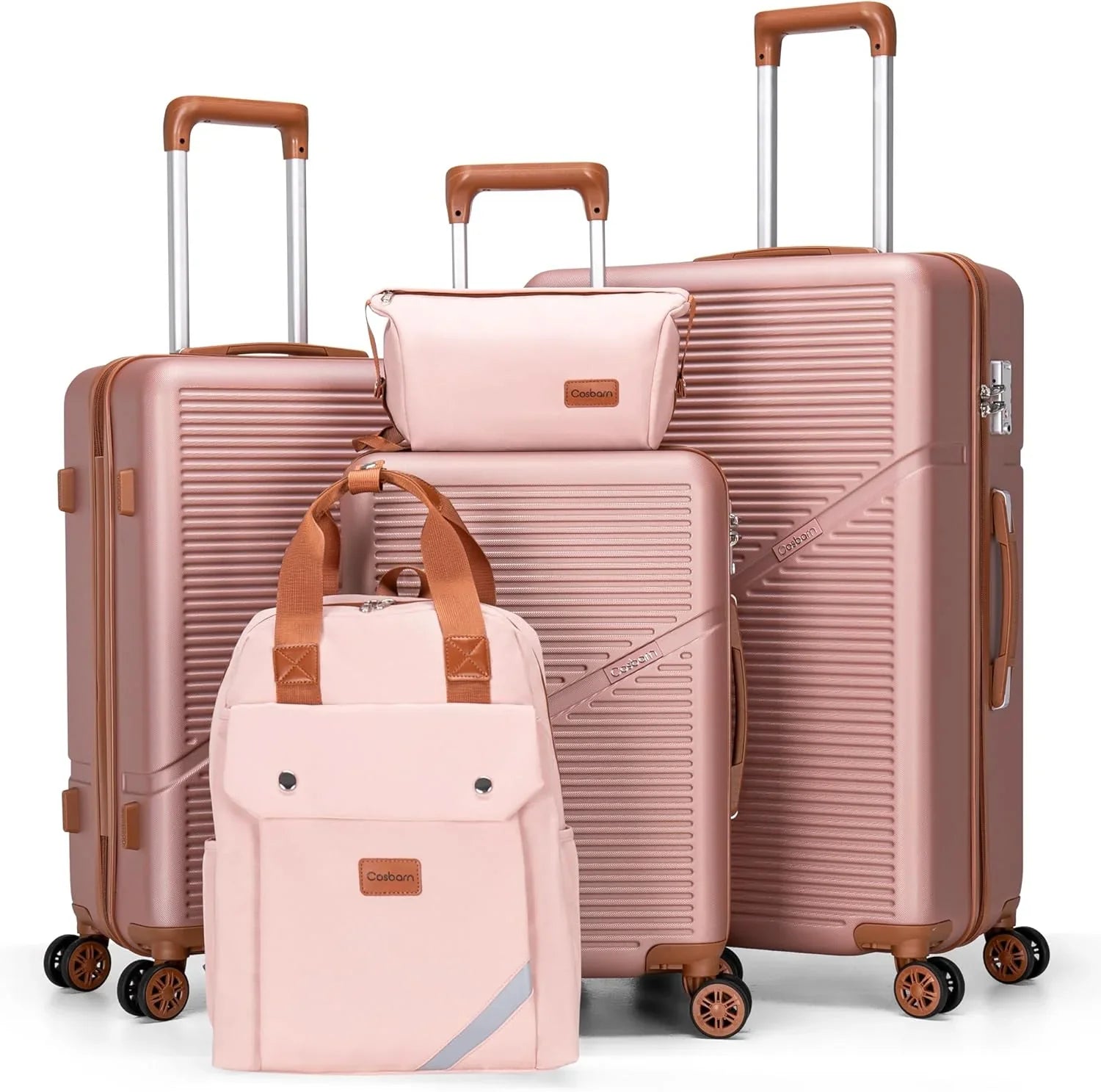 Ensemble de 5 valises à roulettes pivotantes, valises rigides en ABS avec serrure TSA, valise de voyage légère et étanche, unisexe, gris