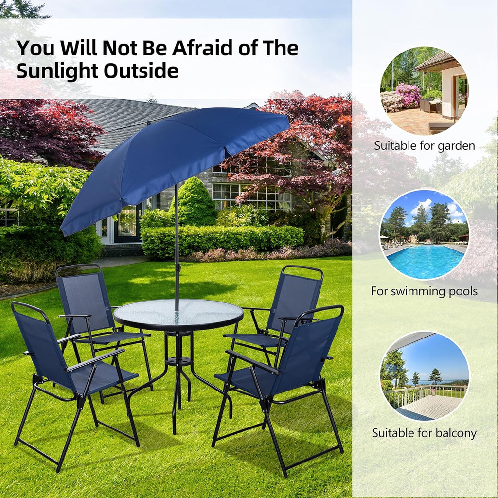 Ensemble table et chaises de salle à manger pliantes Vongrasig 6 pièces