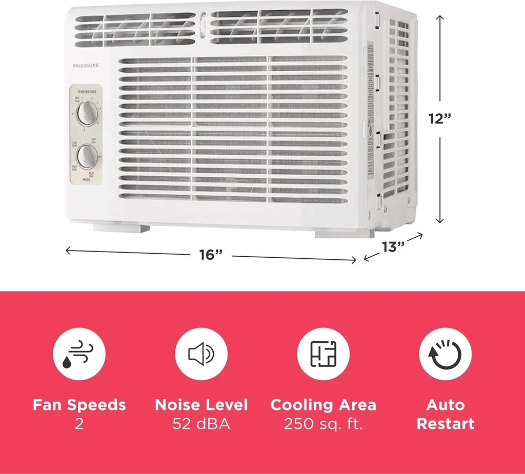 Climatiseur de fenêtre Frigidaire 5 000 BTU avec télécommande, refroidit jusqu'à 150 pi², fonctionnement silencieux