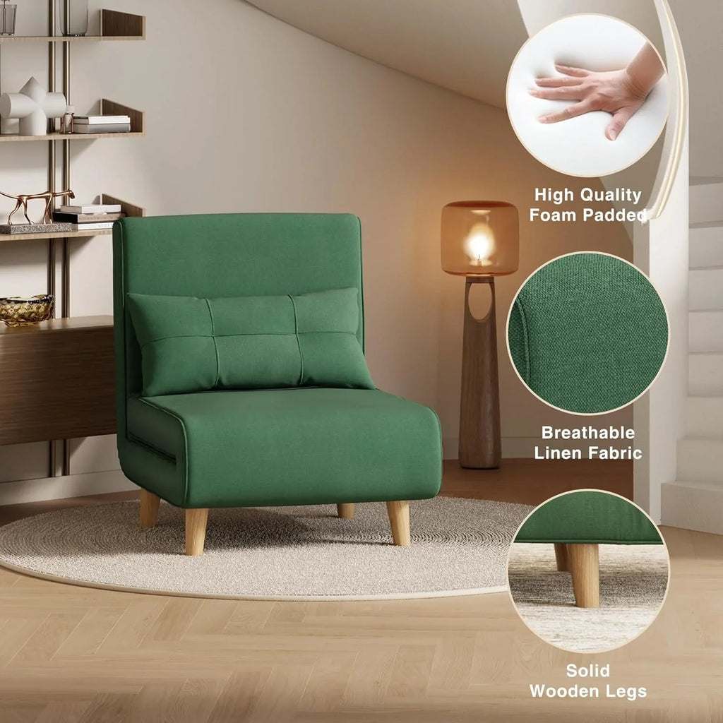 Fauteuil-lit 3 en 1, canapé-lit futon convertible avec dossier réglable