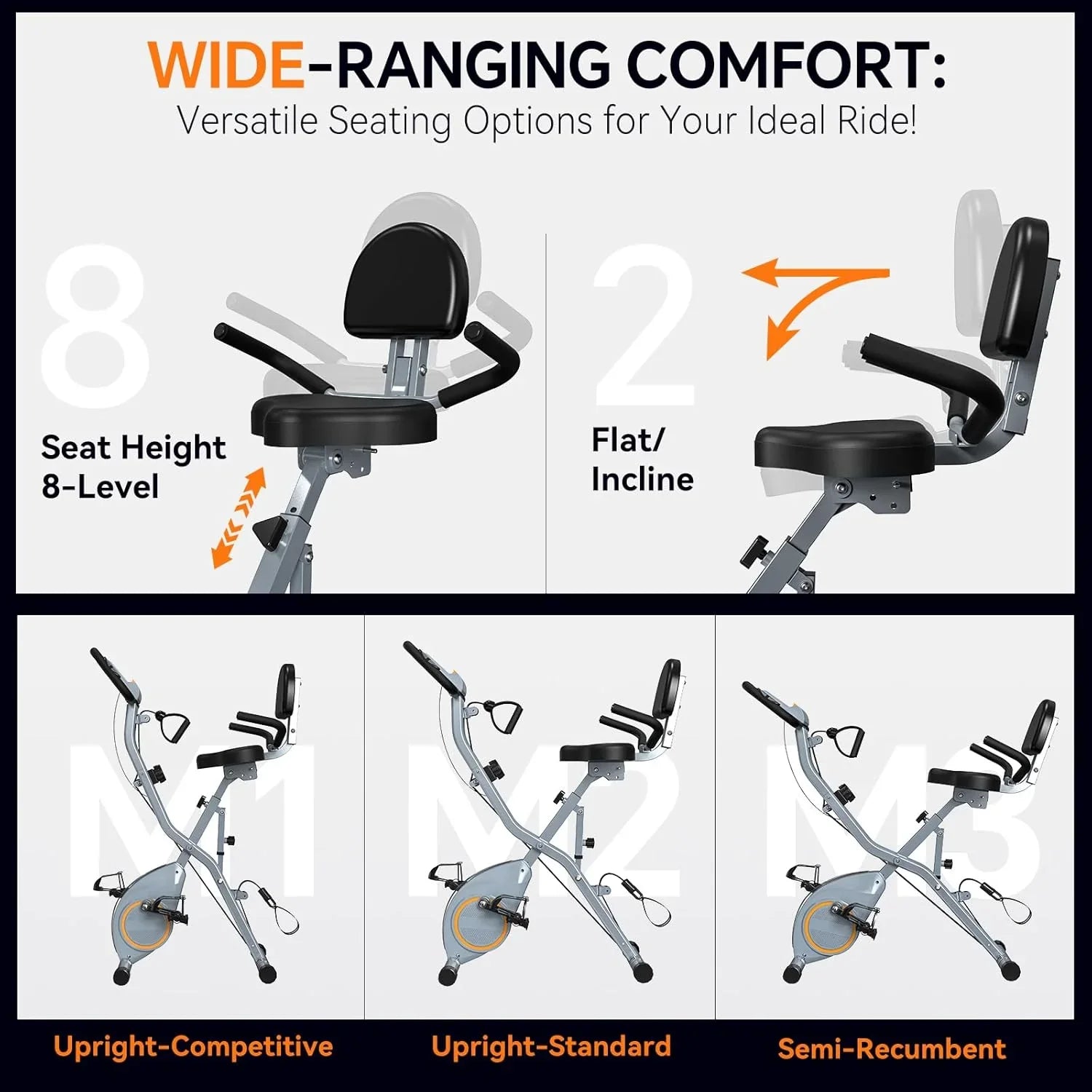 Vélo d'appartement pliable 5 en 1 pour usage domestique, vélo d'appartement d'intérieur