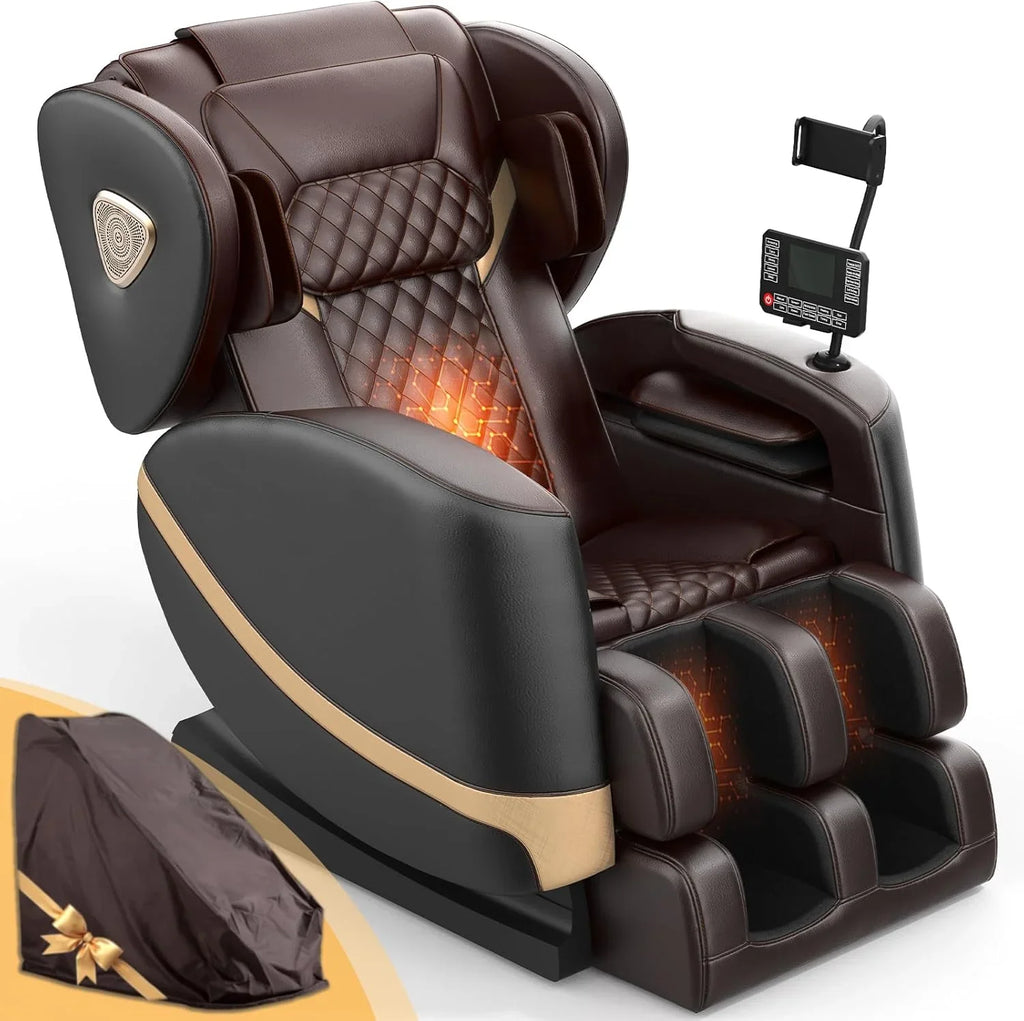 Fauteuil de massage complet, fauteuil de massage à gravité zéro avec 10 rouleaux fixes, chauffage, massage des pieds