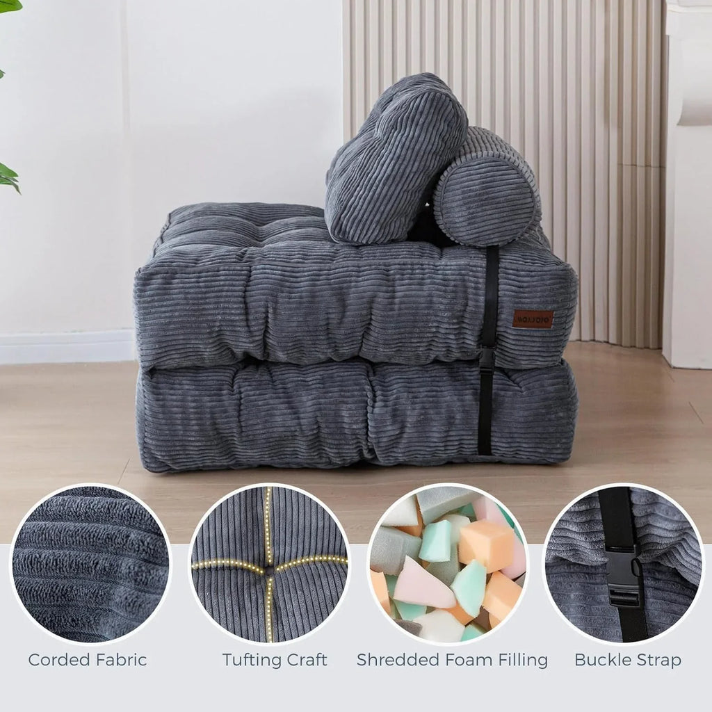 Canapé-lit pliant MAXYOYO, fauteuil convertible avec oreiller, matelas pliable avec support dorsal, fauteuil-lit pliant portable