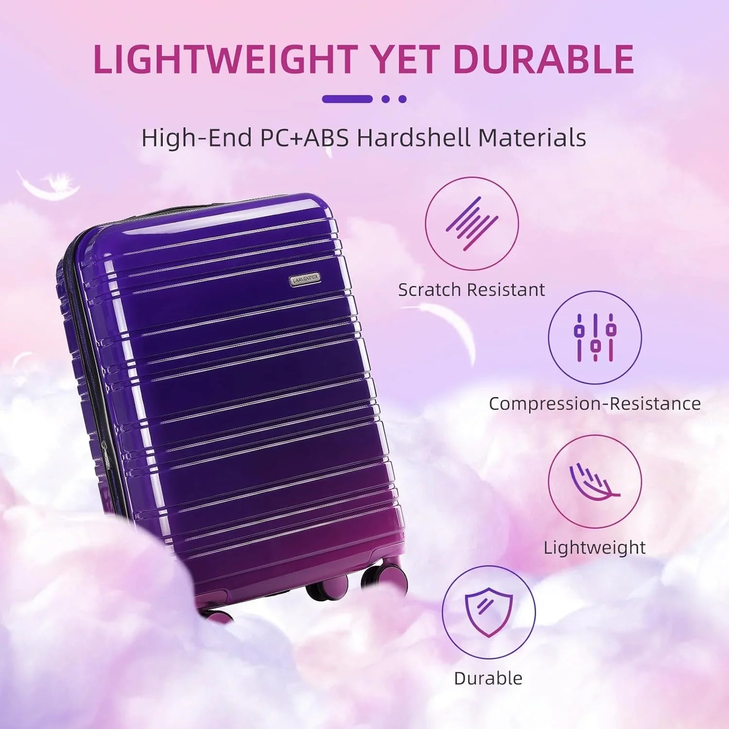 Ensemble de bagages 6 pièces, ensemble de valises rigides extensibles avec roulettes pivotantes, ensemble de bagages à roulettes légers