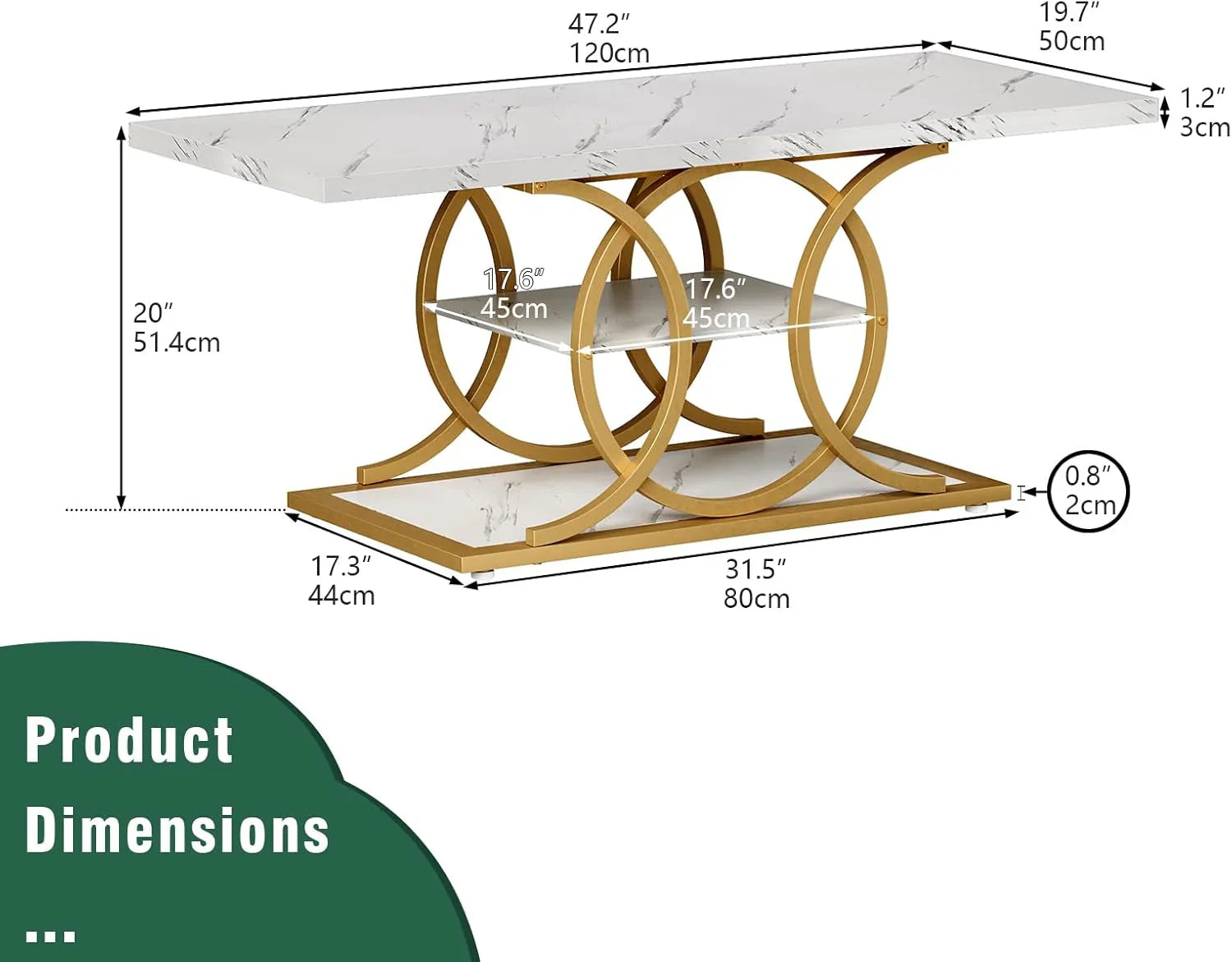 Table basse de style campagnard avec rangement GiftGo, style industriel