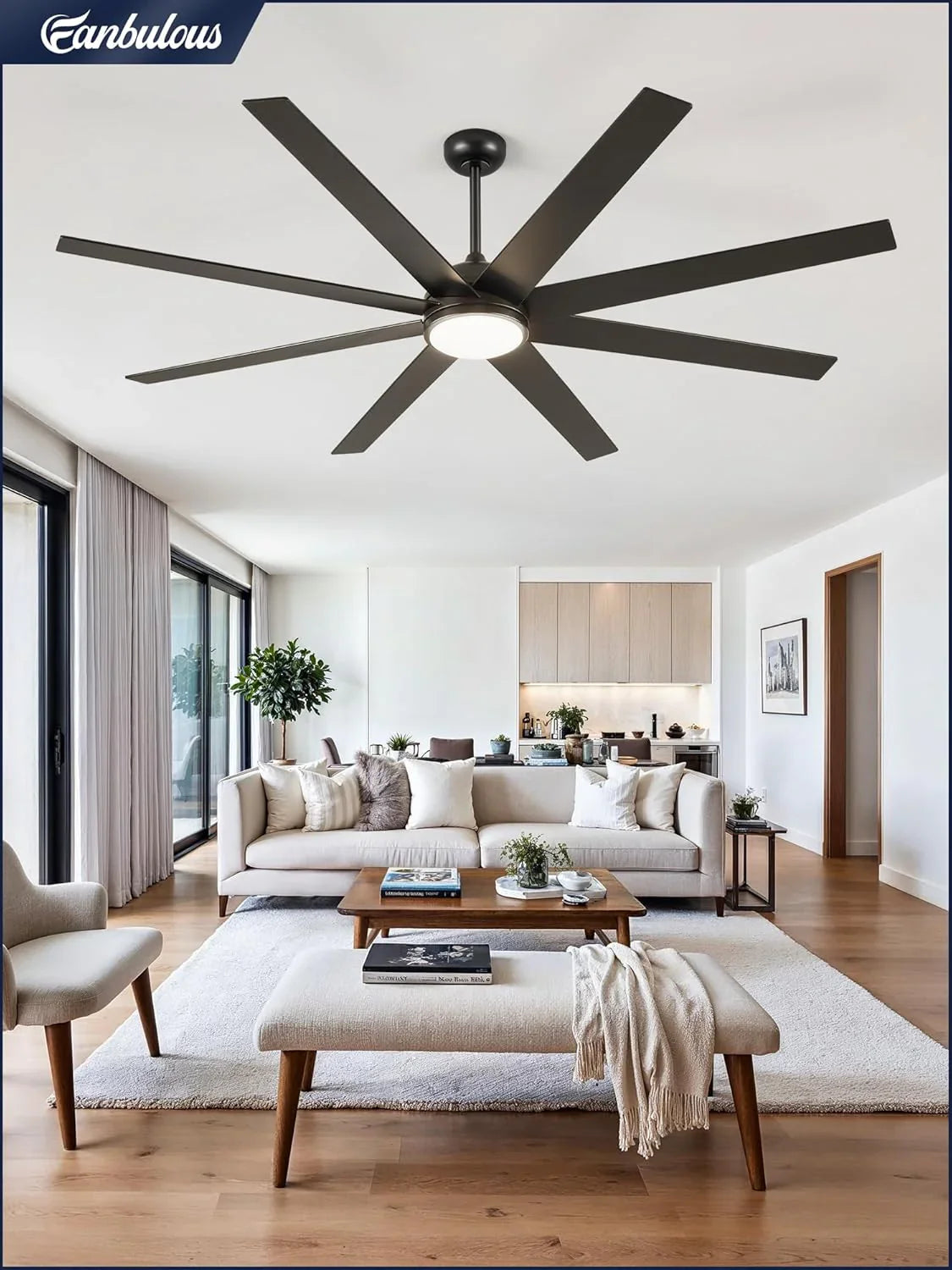 Ventilateur de plafond intérieur/extérieur 8 pales 65 pouces