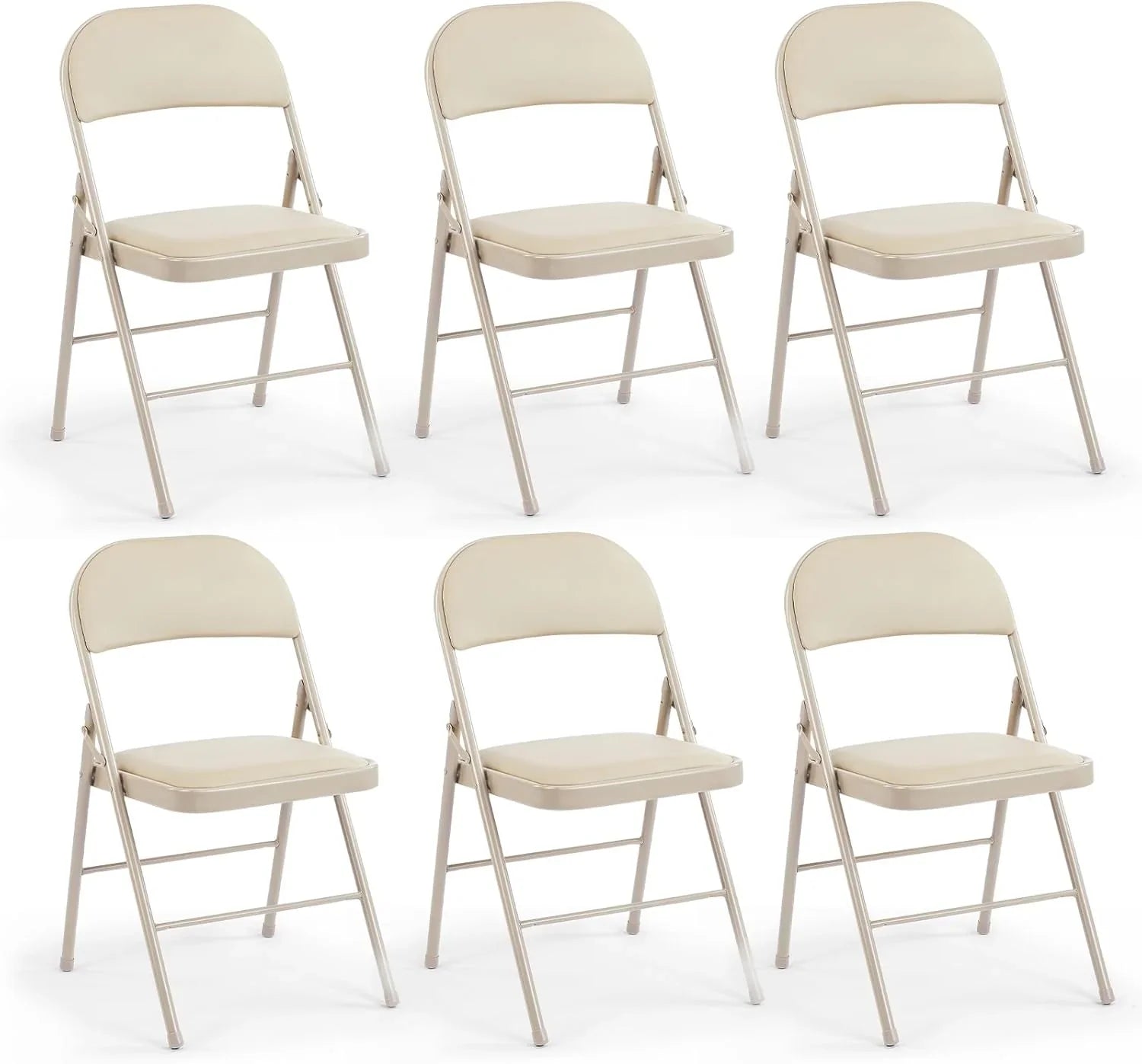 DUMOS Lot de 2 chaises pliantes rembourrées en cuir, siège commercial empilable portable pour intérieur et extérieur