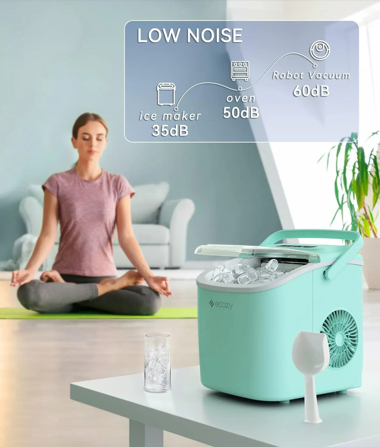 La machine à glaçons portable de comptoir Ecozy produit 9 glaçons en 6 minutes