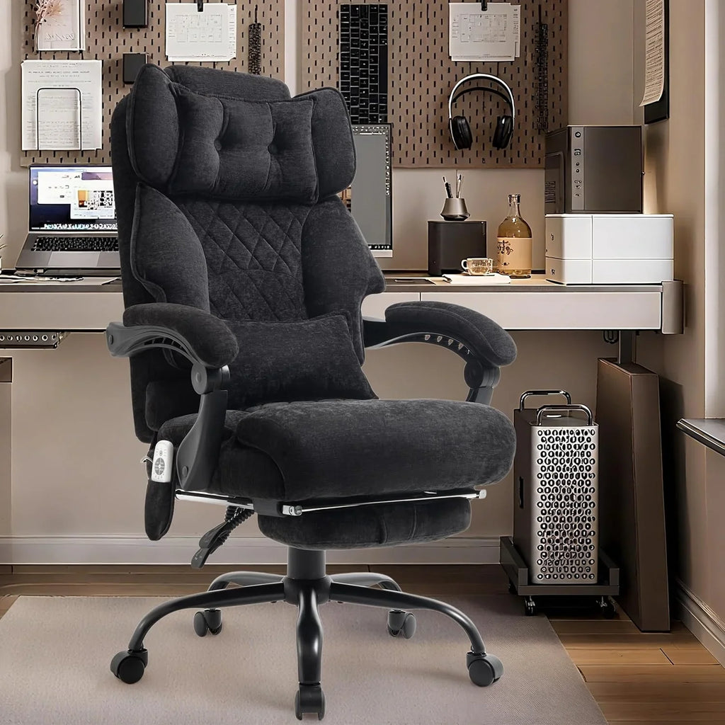 Chaise de bureau de massage avec repose-pieds, grande et haute chaise de bureau en cuir 500 lb
