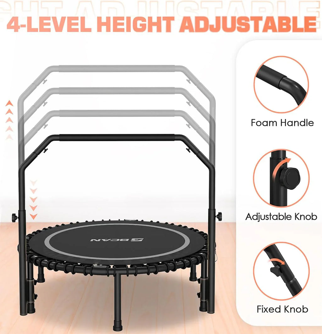 Mini-trampoline pliable BCAN 450/550 lb, trampoline de fitness 40"/48" stable et silencieux