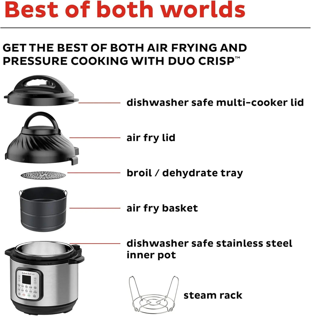 Instant Pot Duo 7-en-1 Autocuiseur électrique, Mijoteuse, Cuiseur à riz, Cuiseur vapeur, Sauteuse, Yaourtière, Chauffe-plat et Stérilisateur