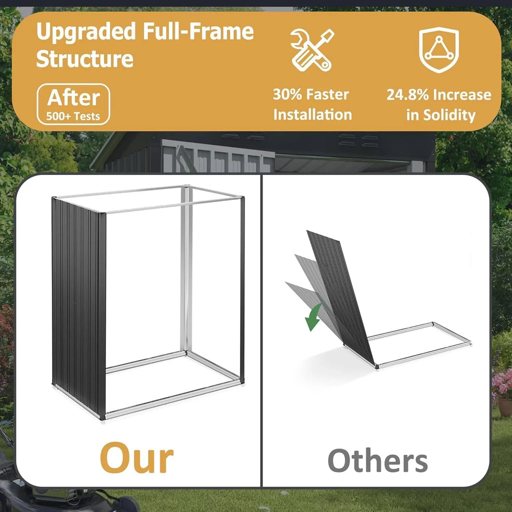 Abri de jardin extérieur Polar Aurora 8 x 12 pi, abri de jardin en métal avec structure modernisée, abris à outils pour jardin, terrasse, pelouse, noir