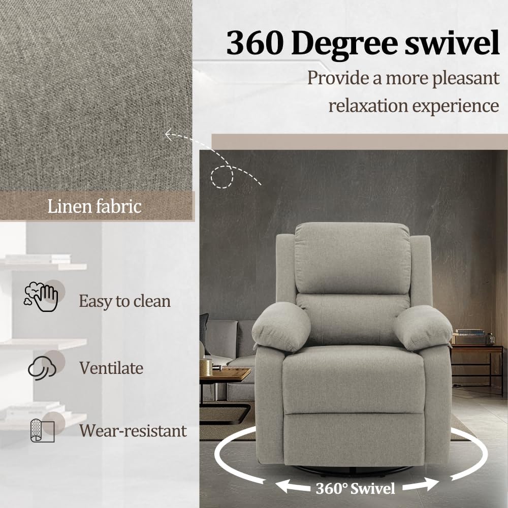 Fauteuil à bascule inclinable pivotant à 360 degrés en tissu coulissant