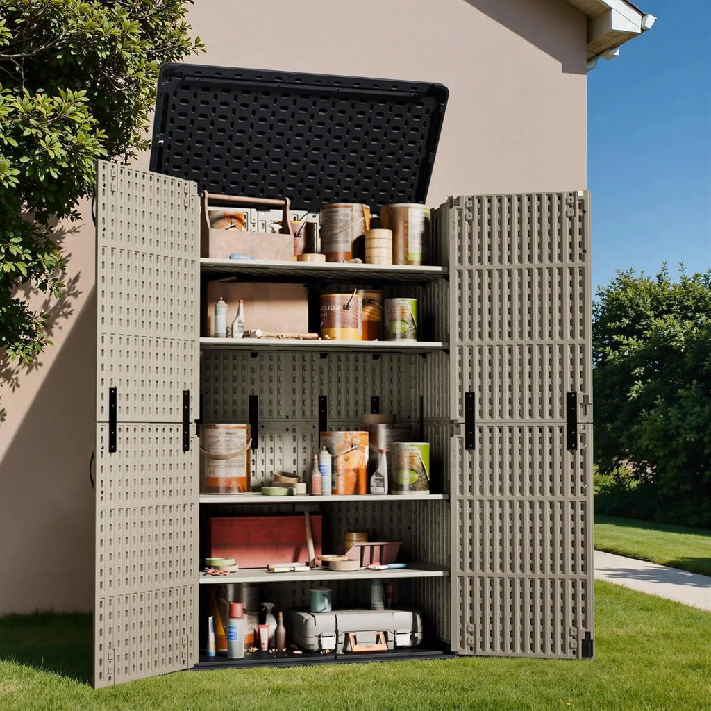 Abri de rangement horizontal extérieur Greesum 27 pieds cubes en résine grand coffre de rangement