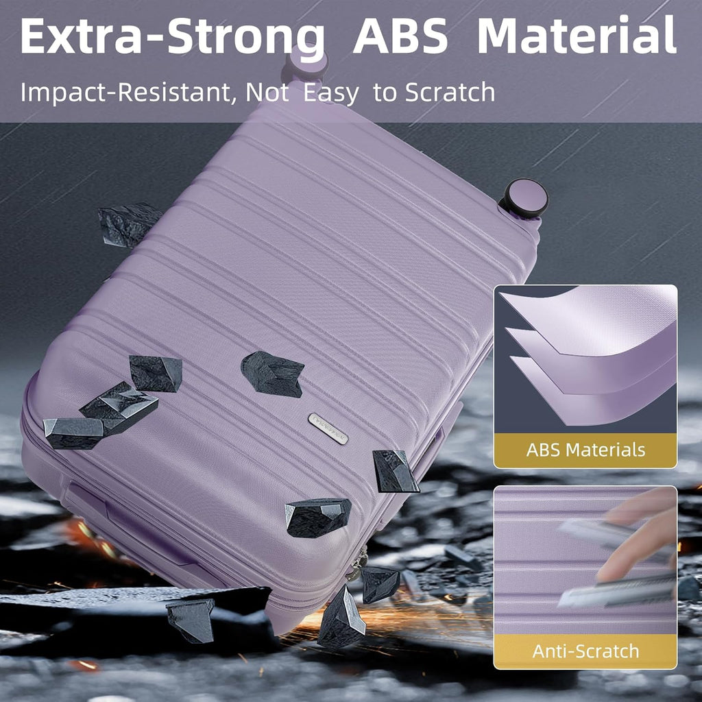 Ensemble de bagages 6 pièces, ensemble de valises rigides extensibles avec roulettes pivotantes, ensemble de bagages à roulettes légers