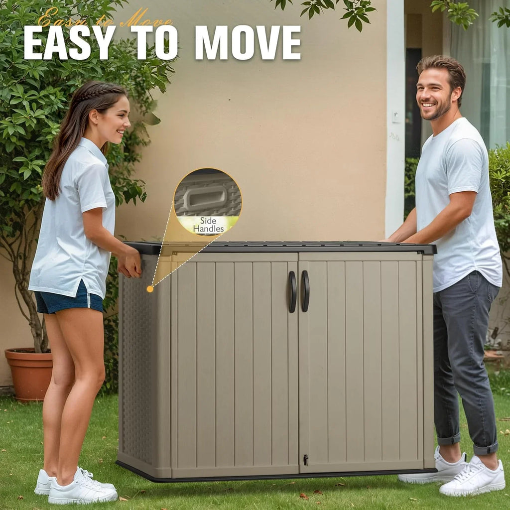 Abri de rangement horizontal extérieur Greesum 27 pieds cubes en résine grand coffre de rangement