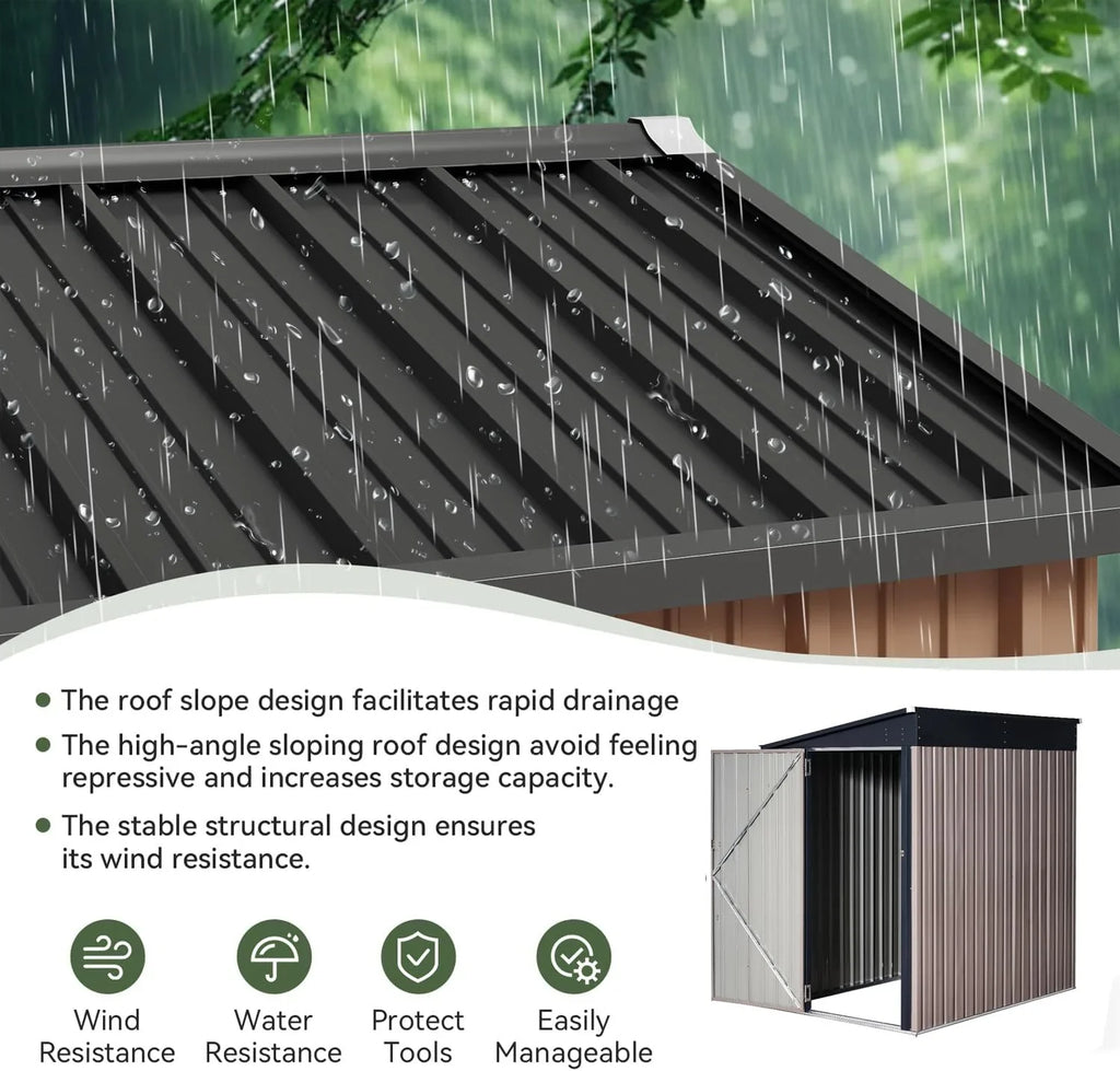 Abri de jardin extérieur Aoxun 6,2 x 4 pieds, abri de jardin en métal avec porte verrouillable et toit en pente, abri à outils, abri à vélos