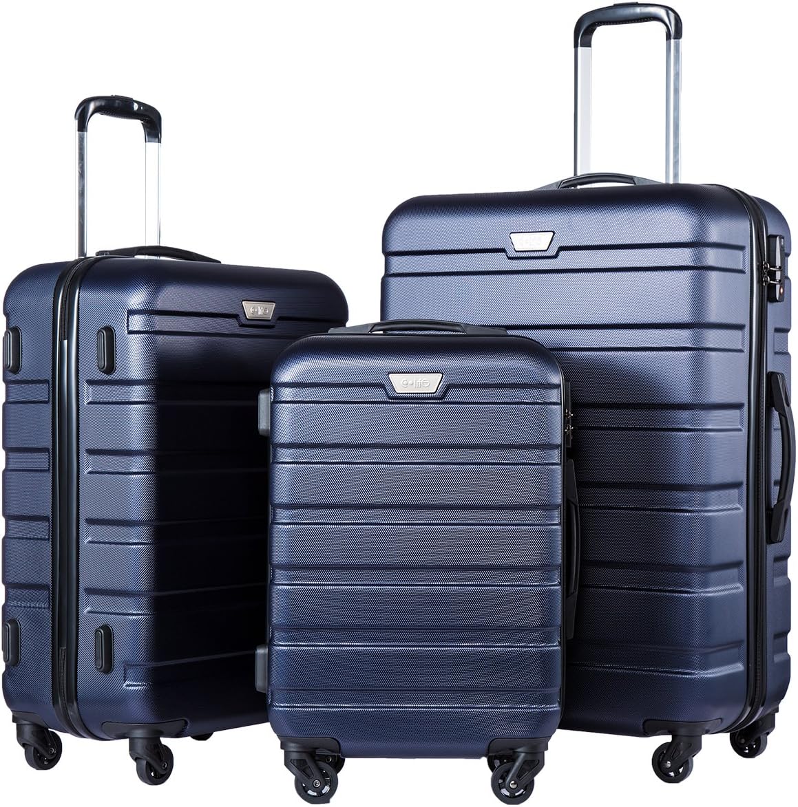 Ensemble de 3 valises Coolife, valises à roulettes rigides et légères avec serrure TSA