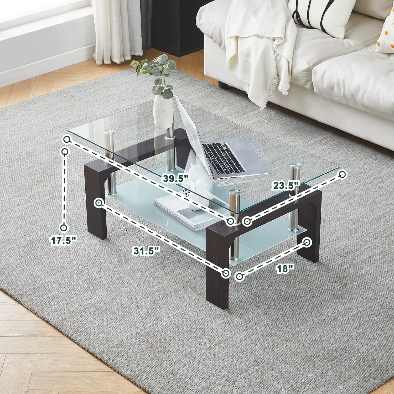 Table basse rectangulaire de salon, table basse d'appoint moderne